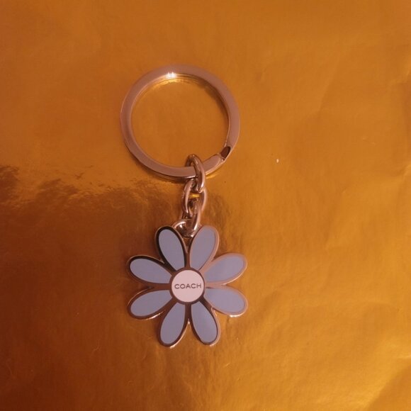 Coach Accessories - COACH - Light Blue Daisy - White Center Keychain (Brand New). Gift box included